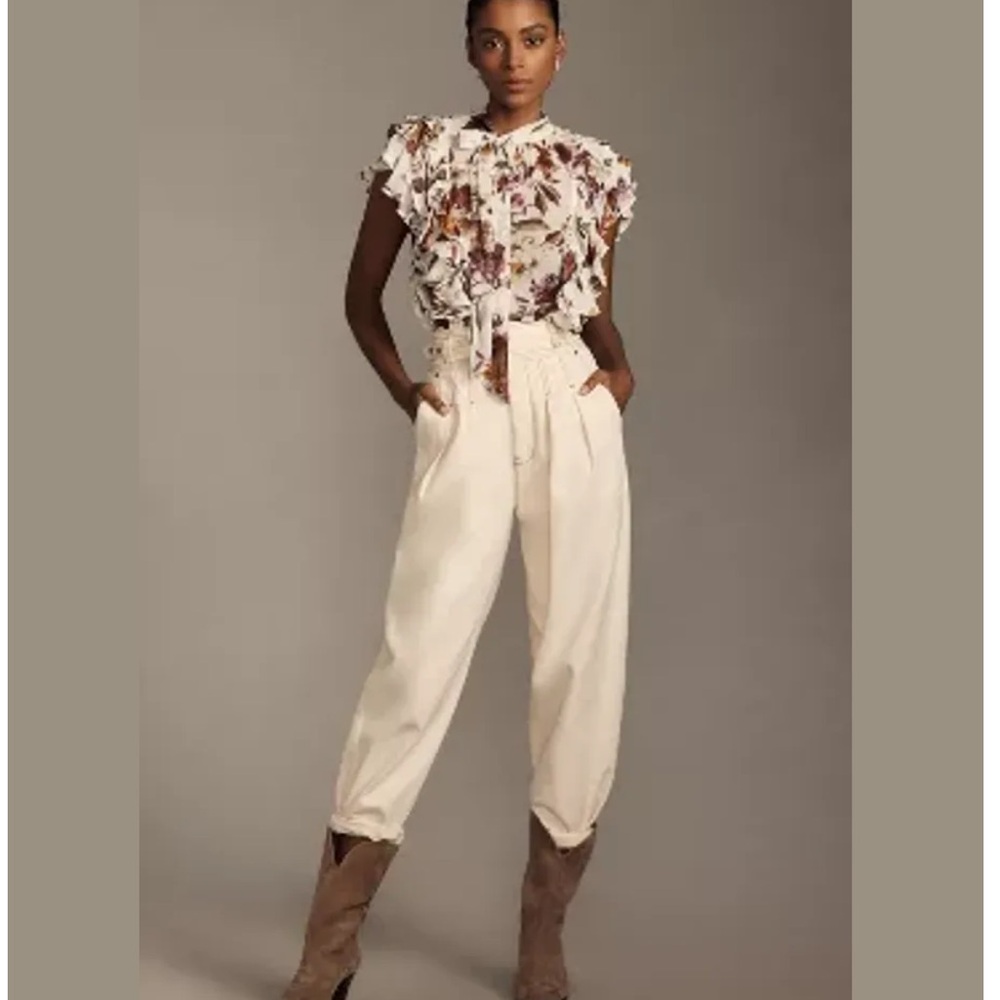 By Anthropologie Tie-Neck Sheer blouse